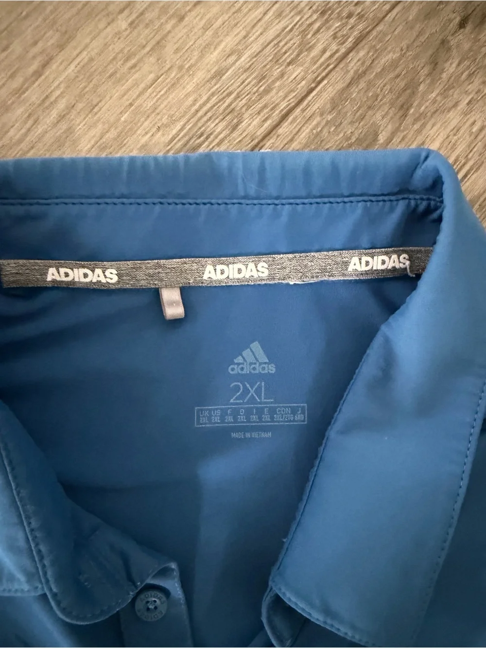 adidas Blue and White Gradient Golf Polo